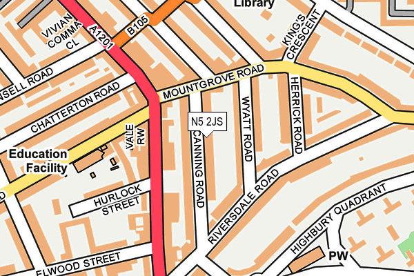 N5 2JS map - OS OpenMap – Local (Ordnance Survey)