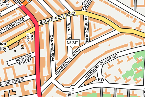 N5 2JT map - OS OpenMap – Local (Ordnance Survey)