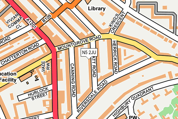 N5 2JU map - OS OpenMap – Local (Ordnance Survey)