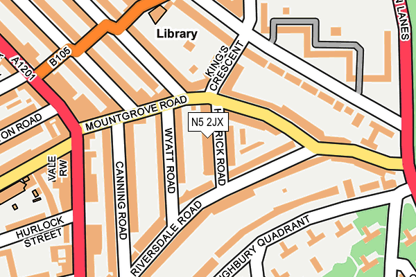 N5 2JX map - OS OpenMap – Local (Ordnance Survey)