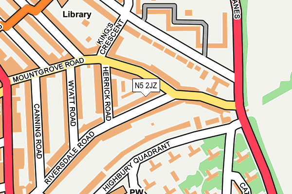 N5 2JZ map - OS OpenMap – Local (Ordnance Survey)