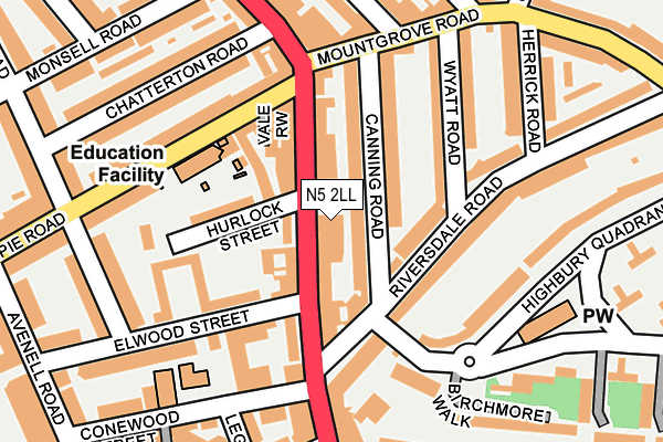 N5 2LL map - OS OpenMap – Local (Ordnance Survey)