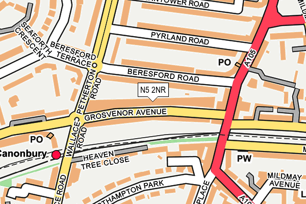 N5 2NR map - OS OpenMap – Local (Ordnance Survey)