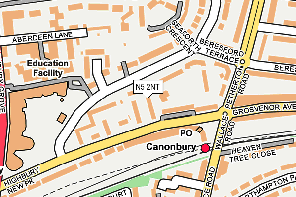 N5 2NT map - OS OpenMap – Local (Ordnance Survey)