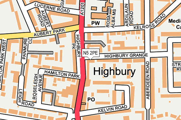 N5 2PE map - OS OpenMap – Local (Ordnance Survey)