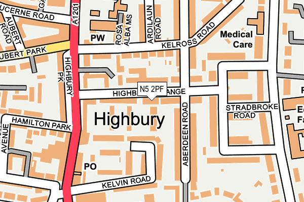 N5 2PF map - OS OpenMap – Local (Ordnance Survey)