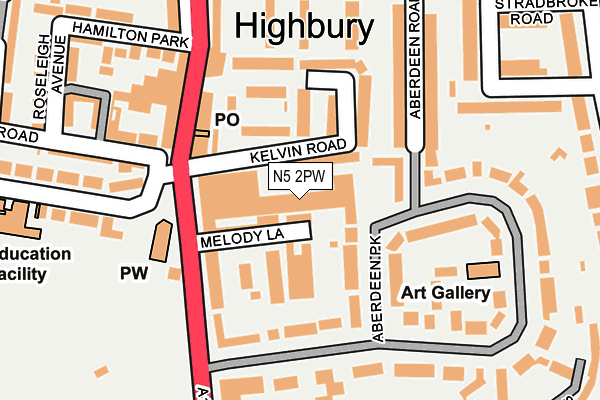 N5 2PW map - OS OpenMap – Local (Ordnance Survey)