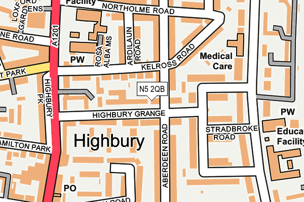 N5 2QB map - OS OpenMap – Local (Ordnance Survey)