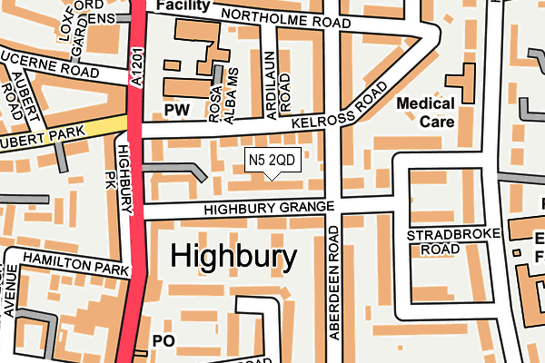 N5 2QD map - OS OpenMap – Local (Ordnance Survey)