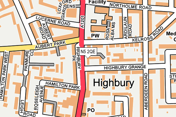 N5 2QE map - OS OpenMap – Local (Ordnance Survey)