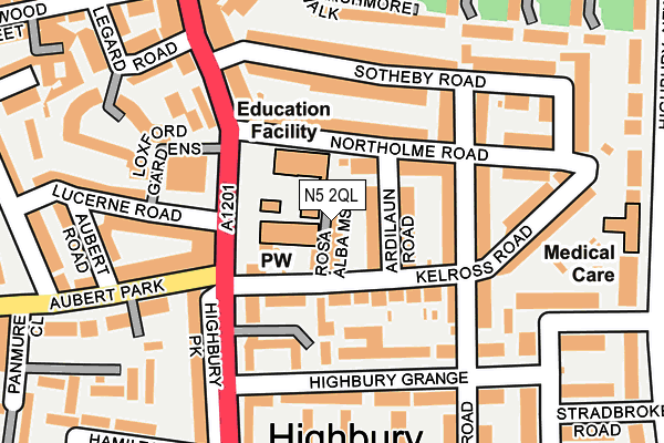 N5 2QL map - OS OpenMap – Local (Ordnance Survey)