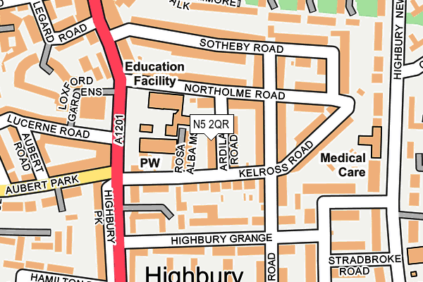 N5 2QR map - OS OpenMap – Local (Ordnance Survey)