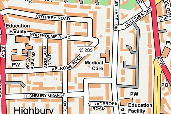 N5 2QS map - OS OpenMap – Local (Ordnance Survey)