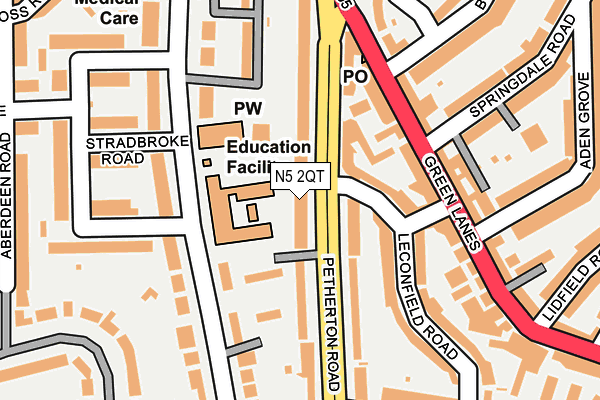 N5 2QT map - OS OpenMap – Local (Ordnance Survey)