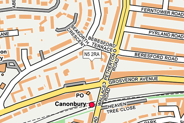 N5 2RA map - OS OpenMap – Local (Ordnance Survey)