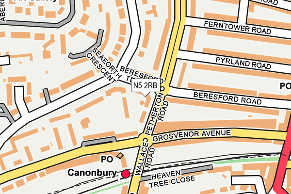 N5 2RB map - OS OpenMap – Local (Ordnance Survey)