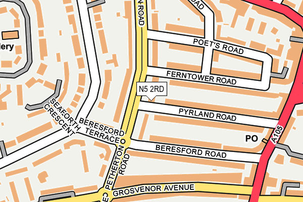 N5 2RD map - OS OpenMap – Local (Ordnance Survey)