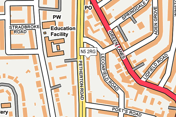 N5 2RG map - OS OpenMap – Local (Ordnance Survey)