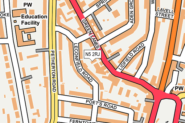 N5 2RJ map - OS OpenMap – Local (Ordnance Survey)