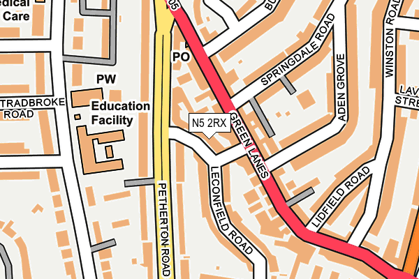 N5 2RX map - OS OpenMap – Local (Ordnance Survey)