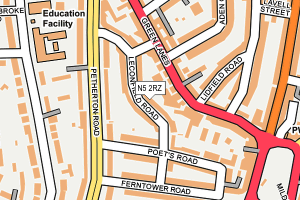 N5 2RZ map - OS OpenMap – Local (Ordnance Survey)