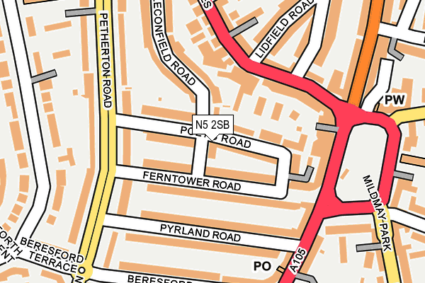 N5 2SB map - OS OpenMap – Local (Ordnance Survey)