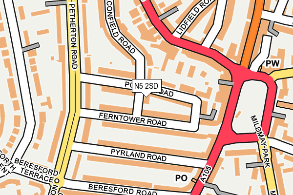 N5 2SD map - OS OpenMap – Local (Ordnance Survey)