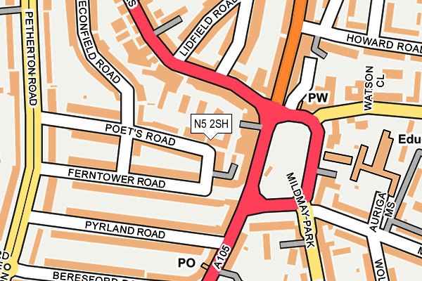 N5 2SH map - OS OpenMap – Local (Ordnance Survey)