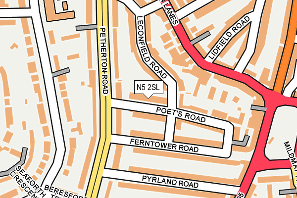 N5 2SL map - OS OpenMap – Local (Ordnance Survey)