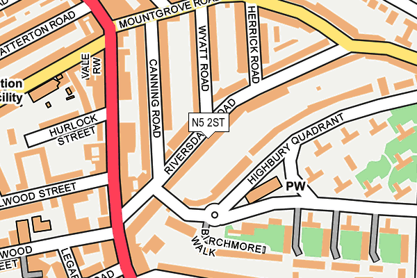 N5 2ST map - OS OpenMap – Local (Ordnance Survey)