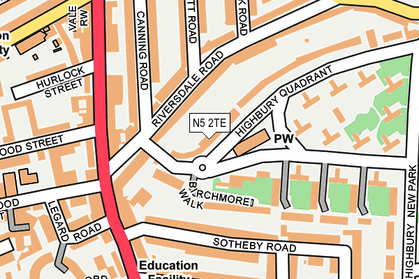 N5 2TE map - OS OpenMap – Local (Ordnance Survey)