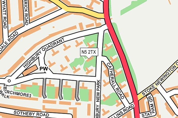 N5 2TX map - OS OpenMap – Local (Ordnance Survey)