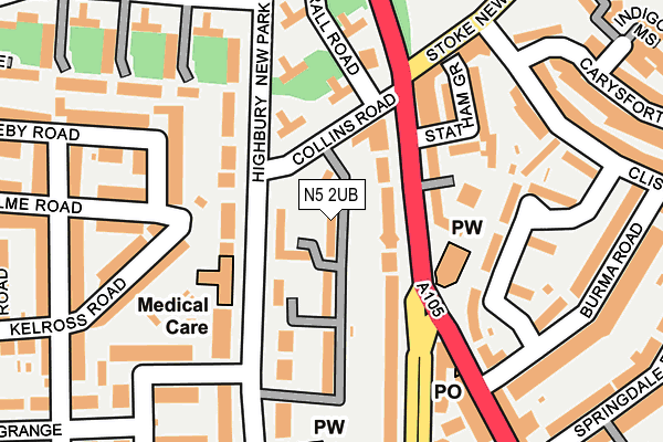 N5 2UB map - OS OpenMap – Local (Ordnance Survey)