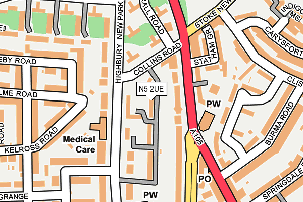 N5 2UE map - OS OpenMap – Local (Ordnance Survey)