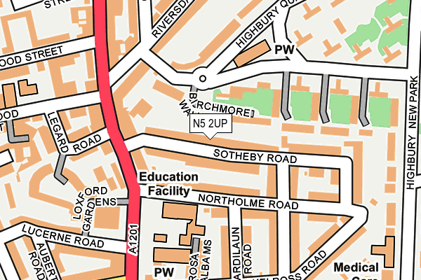 N5 2UP map - OS OpenMap – Local (Ordnance Survey)