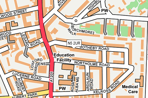 N5 2UR map - OS OpenMap – Local (Ordnance Survey)