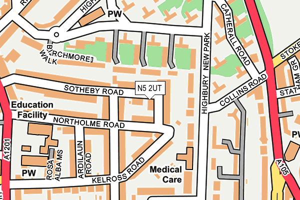 N5 2UT map - OS OpenMap – Local (Ordnance Survey)