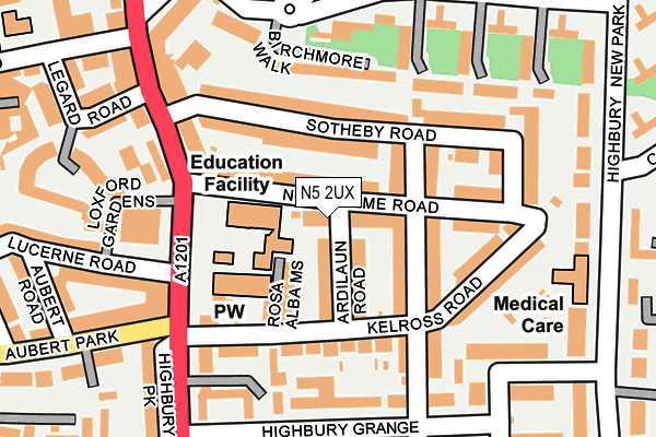 N5 2UX map - OS OpenMap – Local (Ordnance Survey)