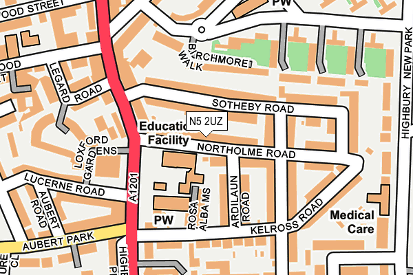 N5 2UZ map - OS OpenMap – Local (Ordnance Survey)
