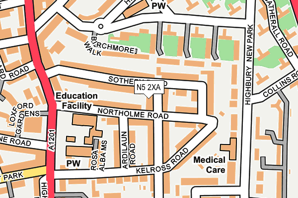 N5 2XA map - OS OpenMap – Local (Ordnance Survey)