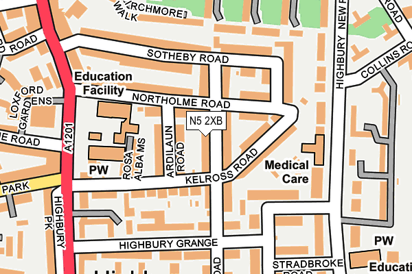 N5 2XB map - OS OpenMap – Local (Ordnance Survey)