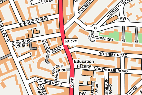 N5 2XE map - OS OpenMap – Local (Ordnance Survey)