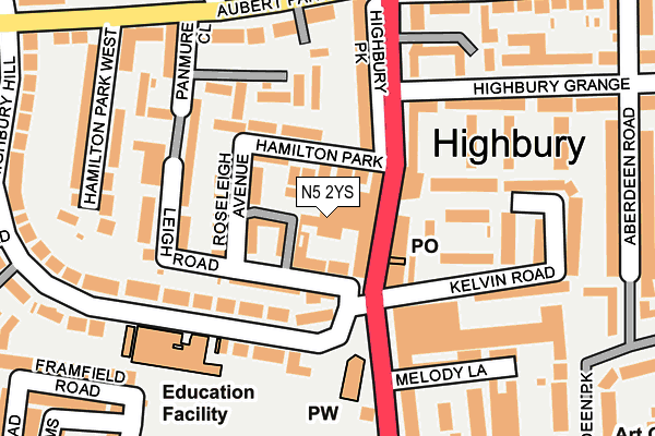 N5 2YS map - OS OpenMap – Local (Ordnance Survey)