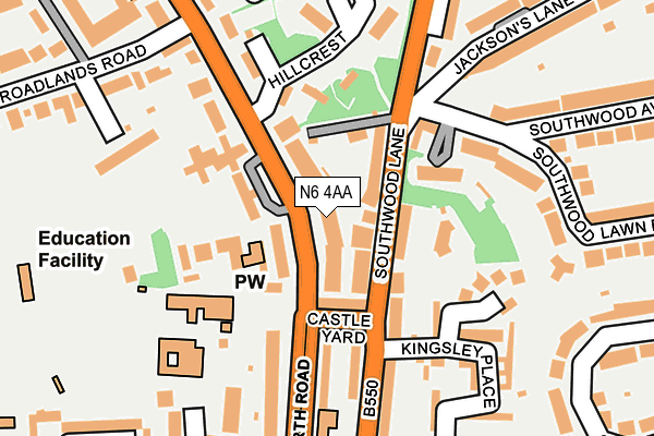 N6 4AA map - OS OpenMap – Local (Ordnance Survey)