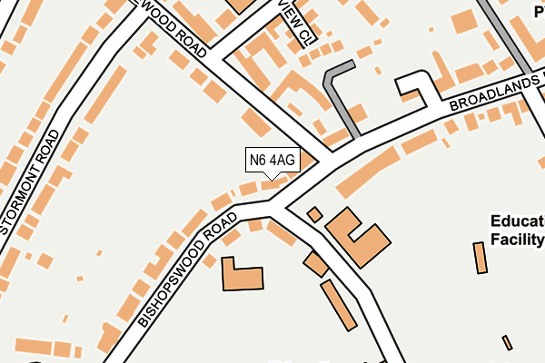 N6 4AG map - OS OpenMap – Local (Ordnance Survey)