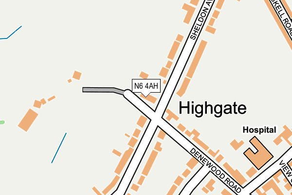 N6 4AH map - OS OpenMap – Local (Ordnance Survey)
