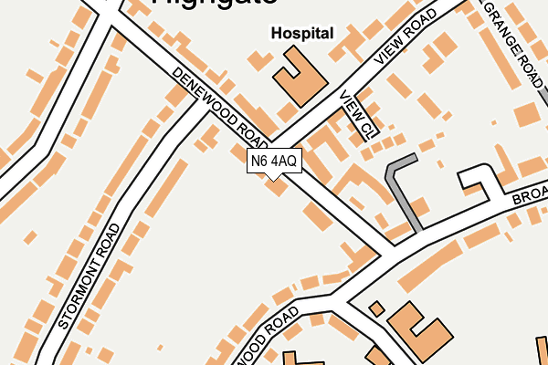 N6 4AQ map - OS OpenMap – Local (Ordnance Survey)