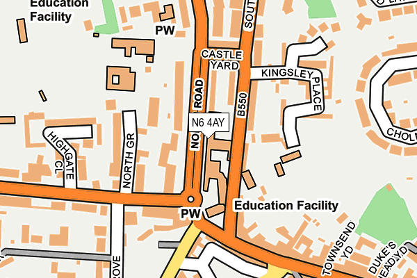 N6 4AY map - OS OpenMap – Local (Ordnance Survey)