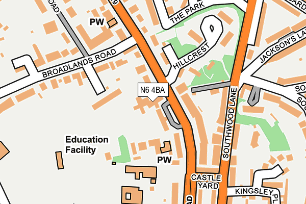 N6 4BA map - OS OpenMap – Local (Ordnance Survey)