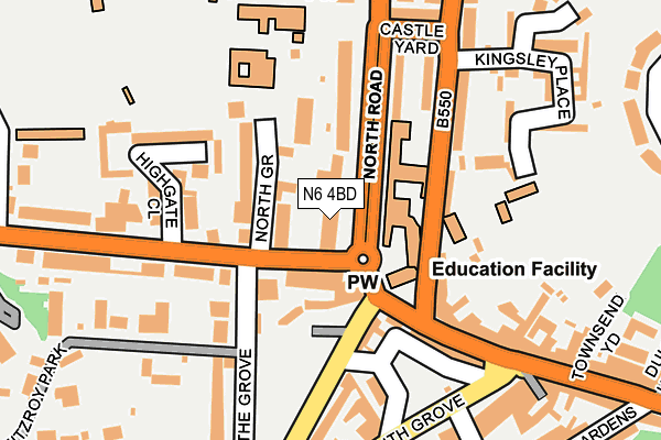 N6 4BD map - OS OpenMap – Local (Ordnance Survey)